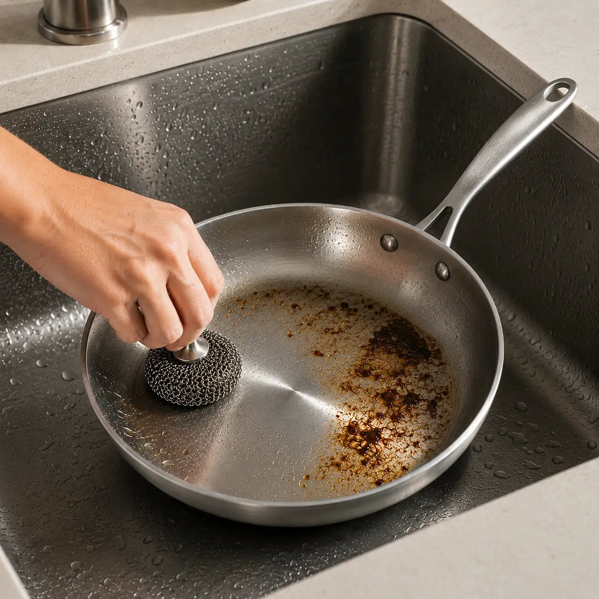 Brosse à récurer | poignée en acier inoxydable