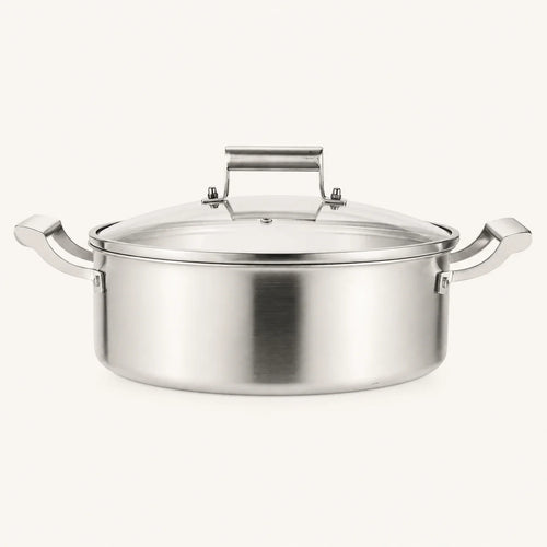 Faitout inox 304 avec couvercle en verre