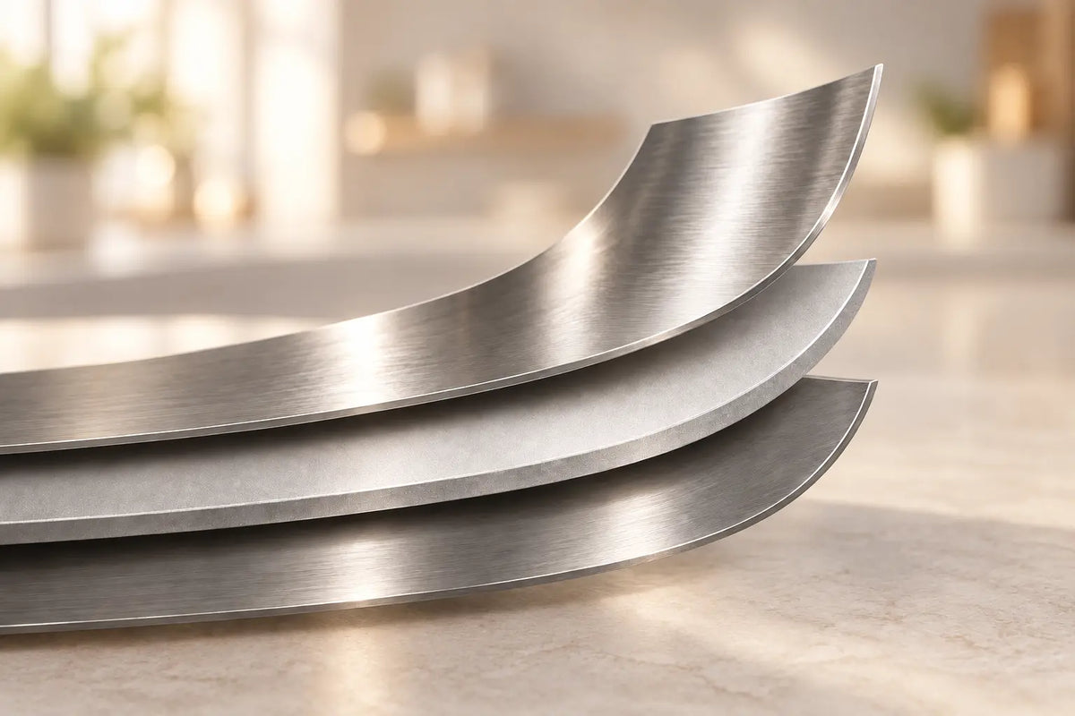 Les trois couches d'un ustensile inox : acier, aluminium, acier Image