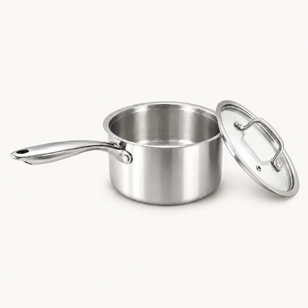 Casserole inox 304 avec couvercle en verre