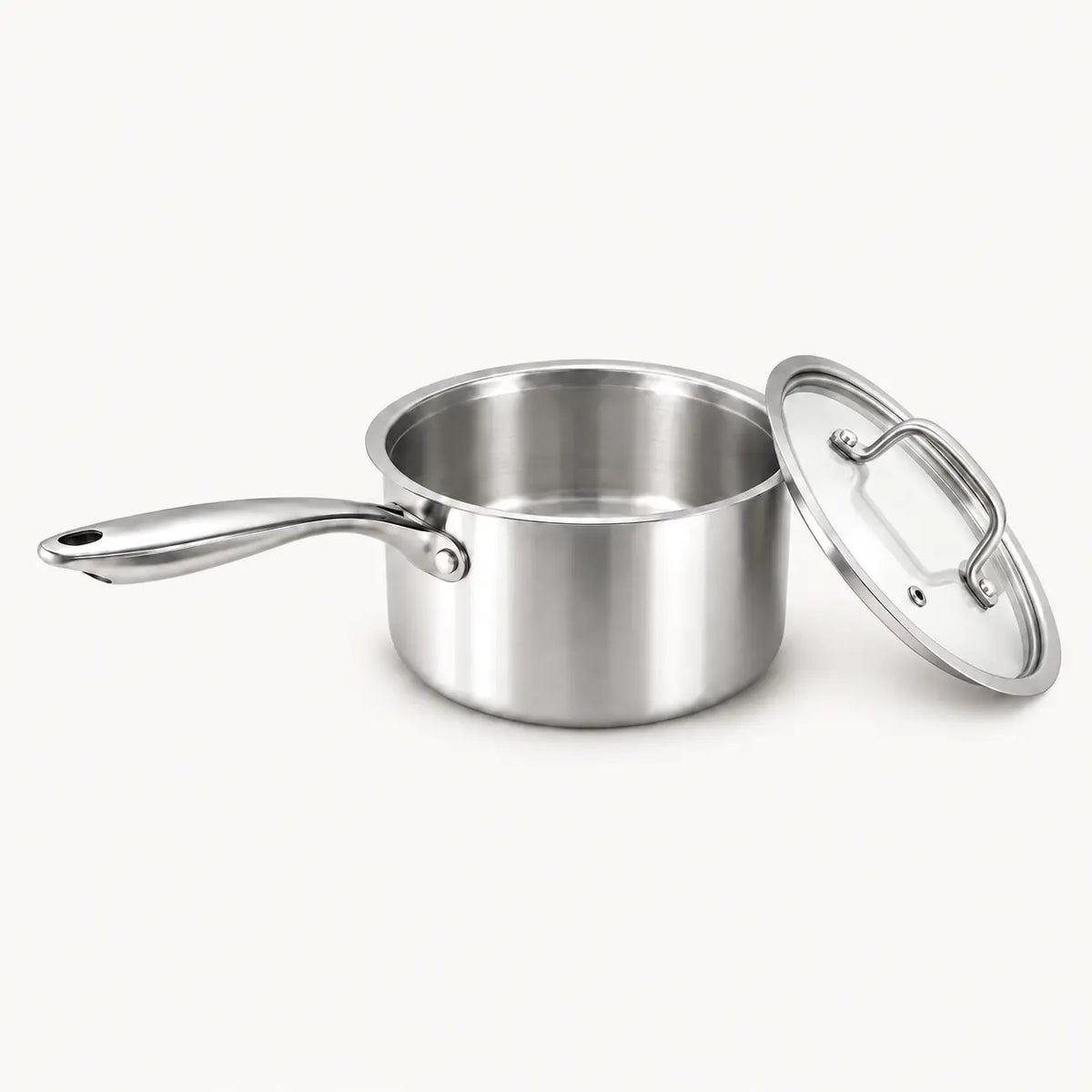 Casserole inox 304 avec couvercle en verre
