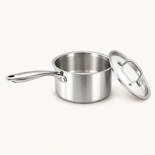 Casserole inox 304 avec couvercle en verre