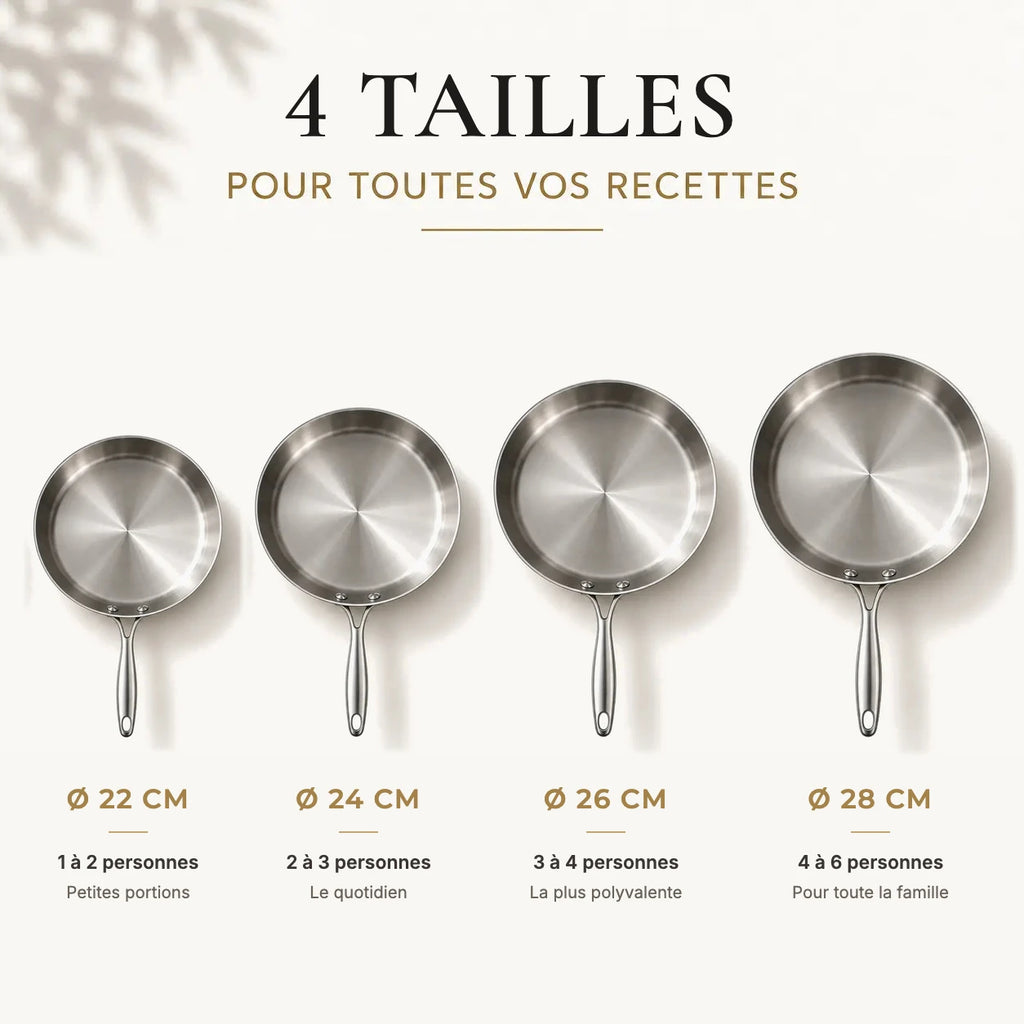 Quatres tailles disponibles : 22, 24, 26 et 28 cm